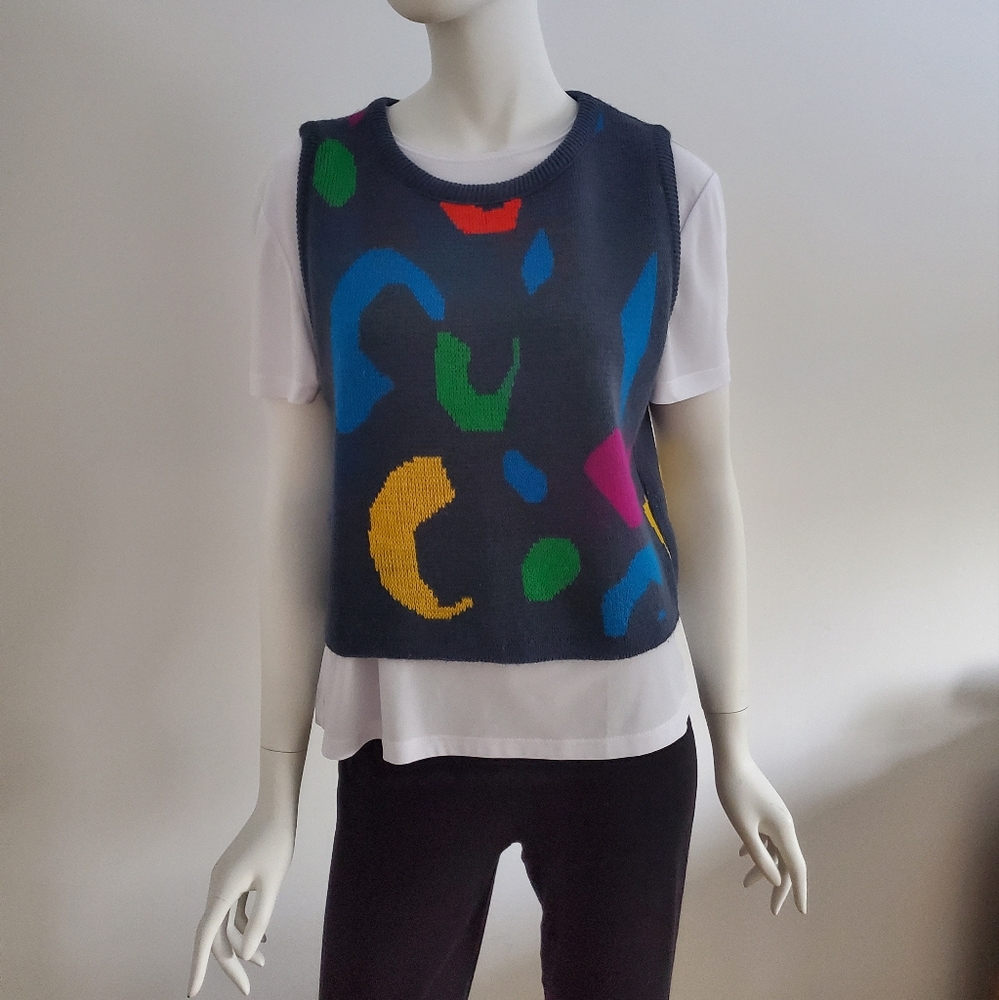 80's Vintage Abstract Knit Vest